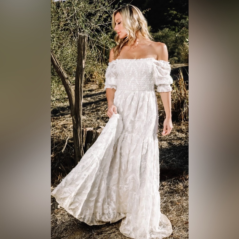Baltic Born Paloma Smocked Feather Maxi Dress